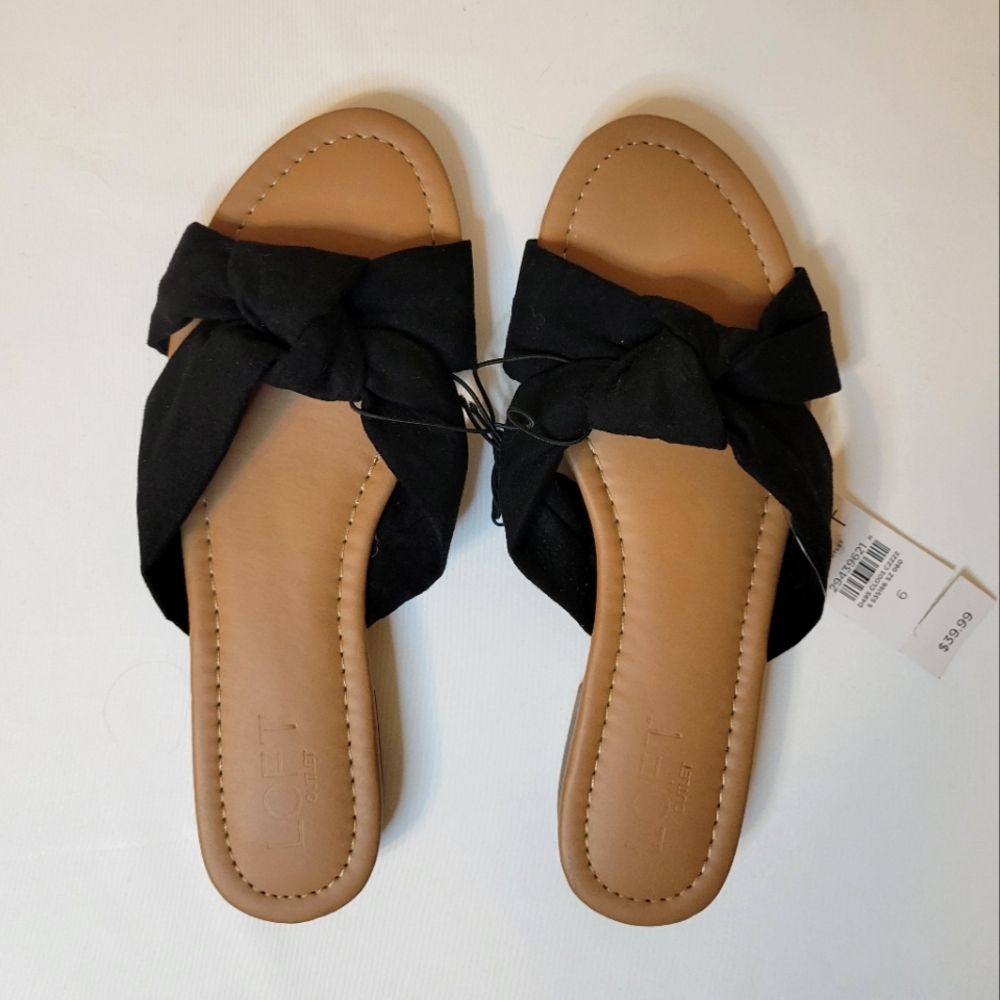 New Loft black bow sandals